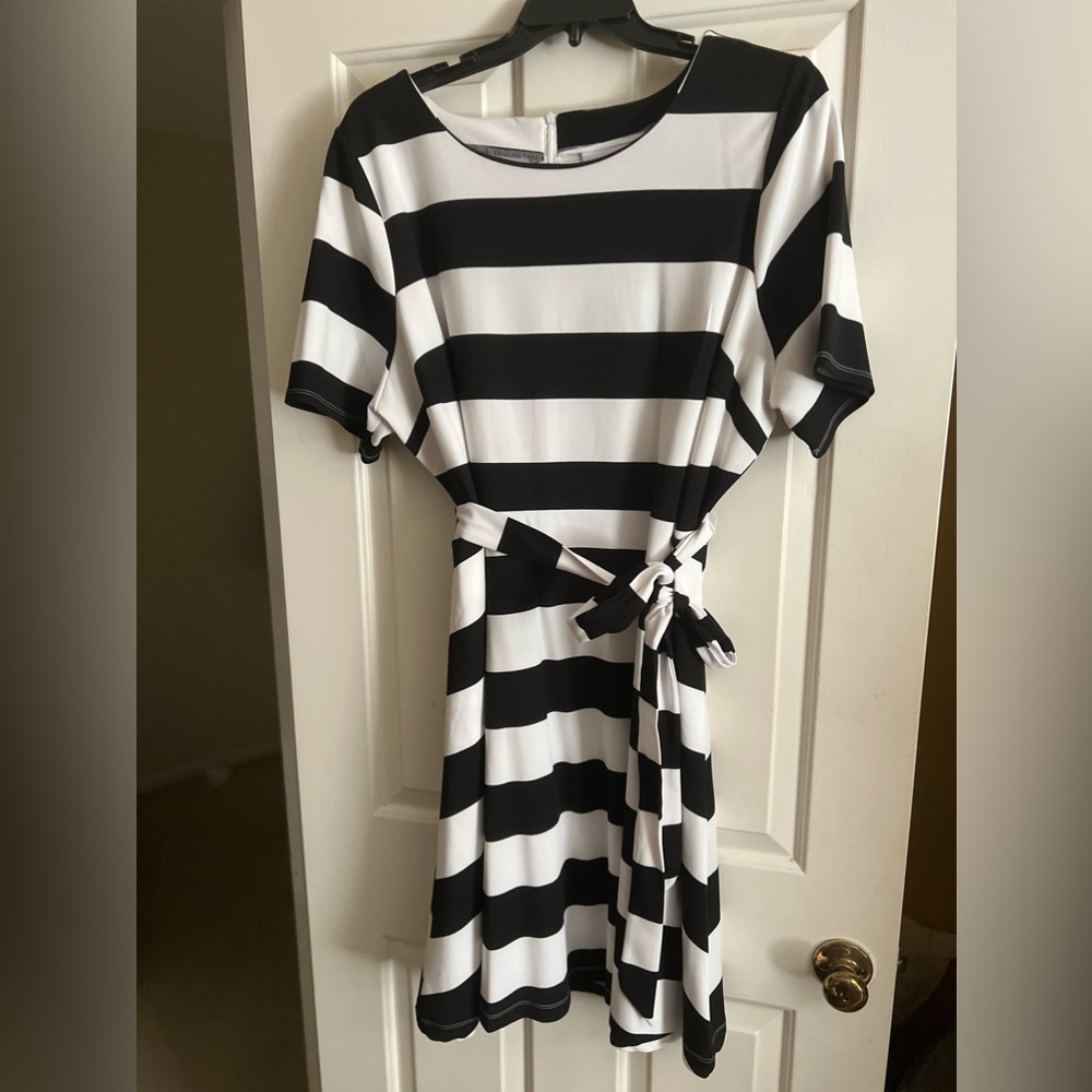 Lane Bryant black/white striped dress